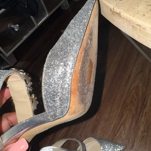 Jimmy Choo Silver Glitter Heels with Ankle Strap SOLD OUT and FREE SHIPPING! - Picture 9 of 14